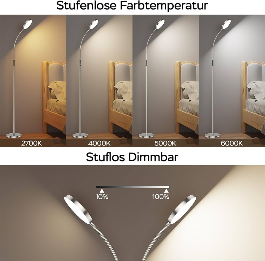 Lamparas De Pie Para Salon Lámpara De Pie LED OUTON Regulable - 30W, 4 Temperaturas Color, Control Remoto, 176cm Altura Lampara Salon Dormitorio