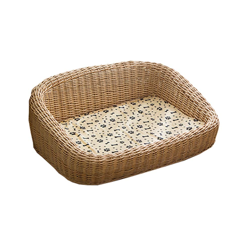Pet Nest Dog Basket Rattan Nesting Dog Cave Bed Dog Pet Nest Padded Bed Bolster Bed For Indoor & Outdoor Use With Cotton Mattress mwsoz (Color : A, Size : 92x80x30cm)
