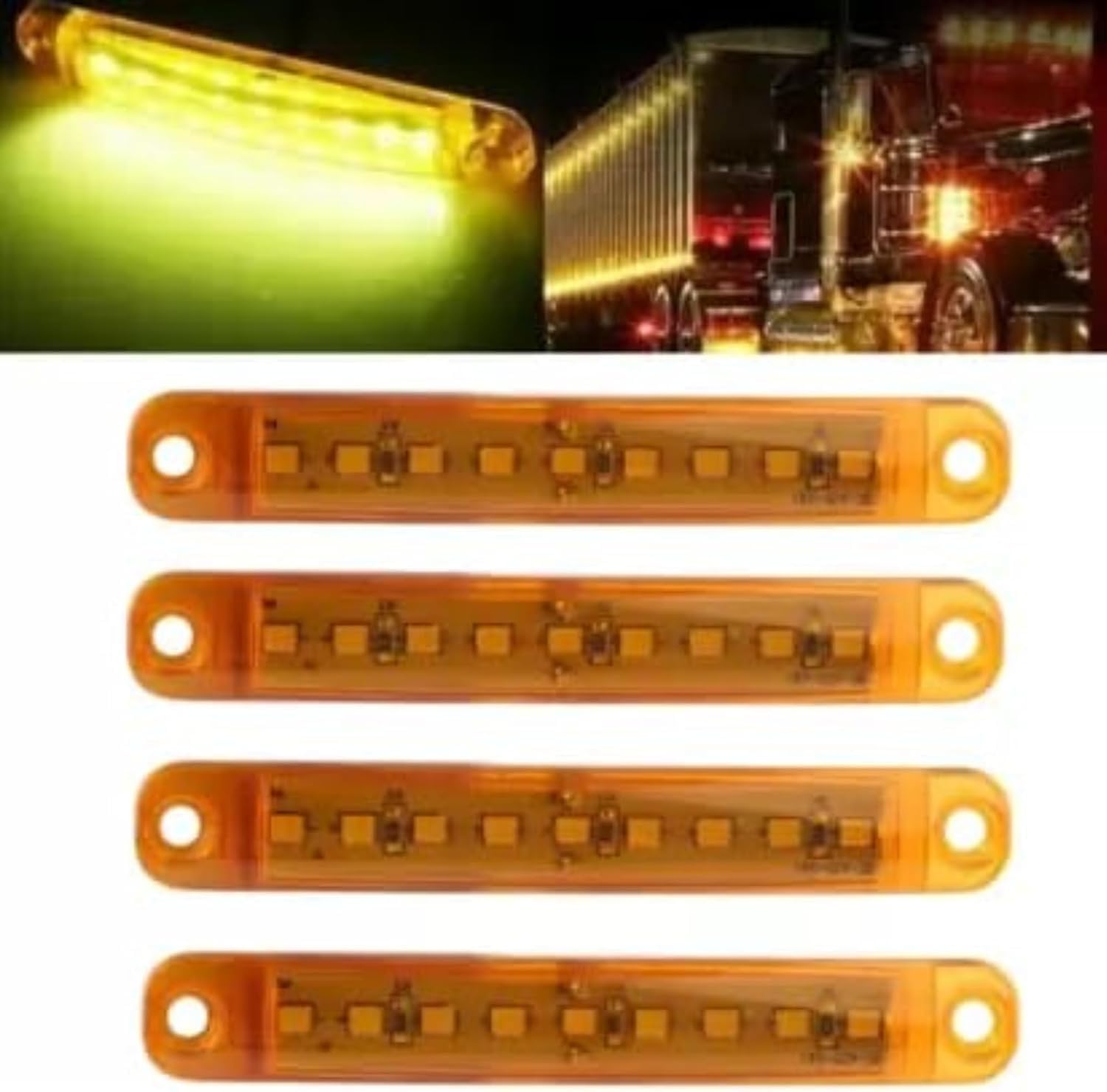 Semi Truck Lights Amber LED Trailer Marker Lights 24V Stalk Marker Light Led Marker Lights for Truck Car Bus Trailer Van Caravan Boat, Cab Marker, RV Marker light 4 pcs