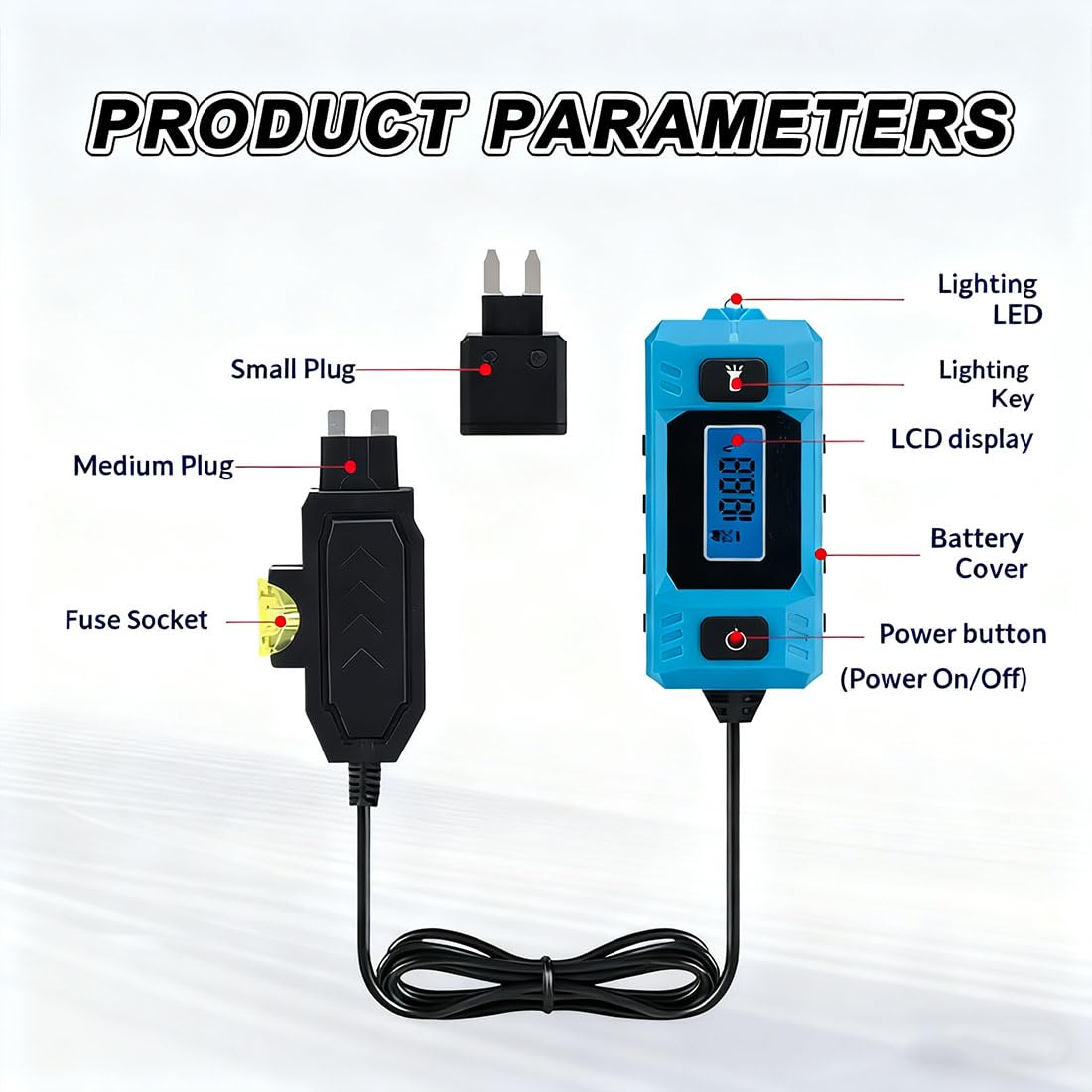 Automotive Circuit Fault Probe Tester, 20A 48V Car Relay Fuse Blade Tester, 2026 New Short Finder High-Precision Current Checker with LED Display and Lighting (2PCS)