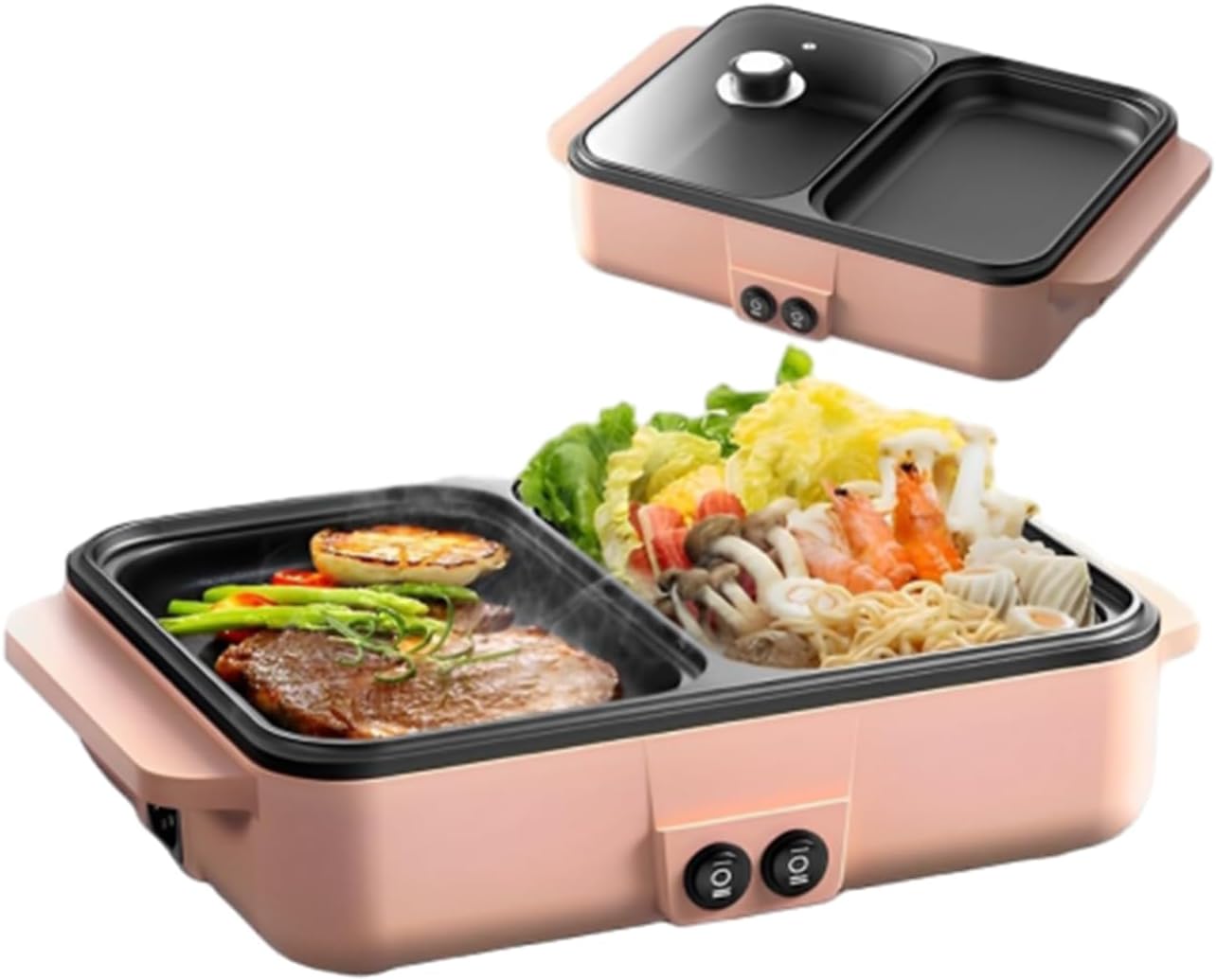 Olla Eléctrica Topyond con Parrilla, 2 en 1, 1200W, Control Dual