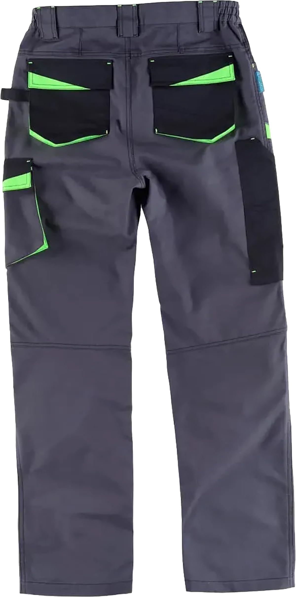 WORKTEAM Pantalón de Trabajo en Tejido Canvas (Extremadamente Resistente y Duradero), Slim Fit, Multibolsillos, Porta Martillo, Refuerzo para Rodilleras, Vivos Reflectantes, Unisex