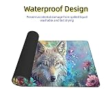 Podkładka pod mysz z wilkiem Podkładka pod mysz XXL 1200 x 600 mm, podkładka pod mysz dla zwierząt z podstawą antypoślizgową, trwała i wodoodporna konstrukcja, poprawia precyzję i szybkość, akcesoria