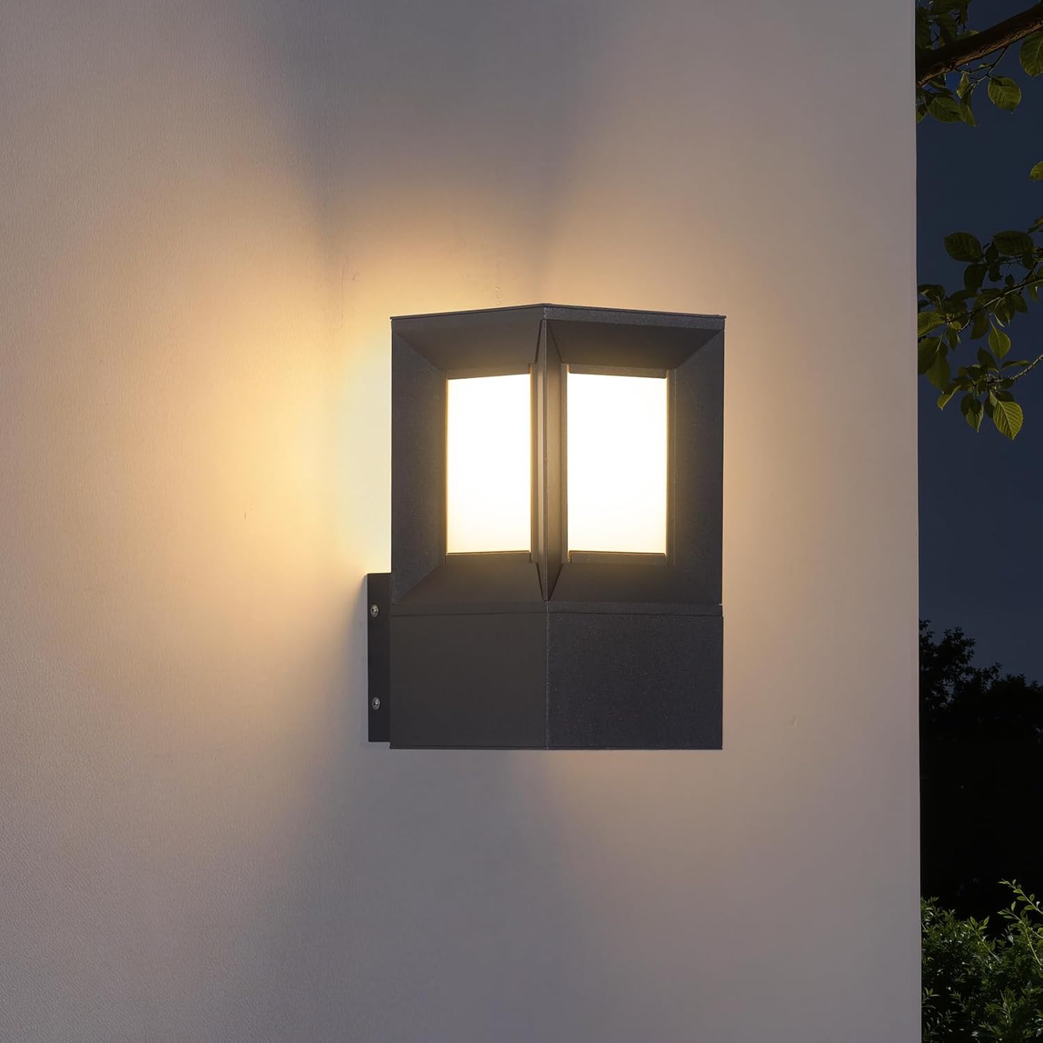 11" Solar Wall Lights Outdoor Waterproof, Dusk to Dawn Solar Porch Light with E26 Bulb, Exterior Lighting Wall Sconce Wall Mount Fixture for House Outside, Front Door, Patio, Garage 1 Pc