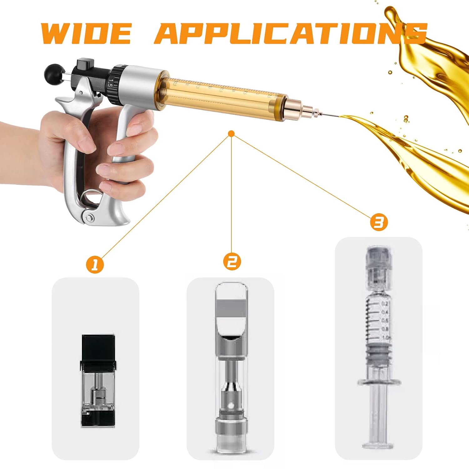 Cartridge Filling Gun Machine Filler, Heated Handheld Portable with 2 Tubes 10 Needles