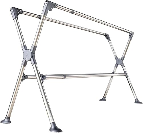 Soporte de lavandería de acero inoxidable, plegable, resistente, longitud ajustable, perchero, estante para ropa sucia, estante de secado de