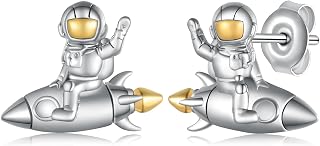 Astronaut Earrings 925 Sterling Silver Astronaut Studs Spacecraft Earrings Spaceman Earrings Jewelry Birthday Gift for Women Girl