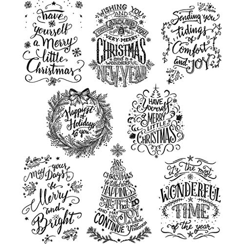 Greetings Silicone Clear Seal Merry Christmas Rubber Stamps Happy Birthday Happy New Year Christmas Clear Stamps For Christmas Crafts Scrapbooking Album Paper Card Making Stamps Decoration #TOP25