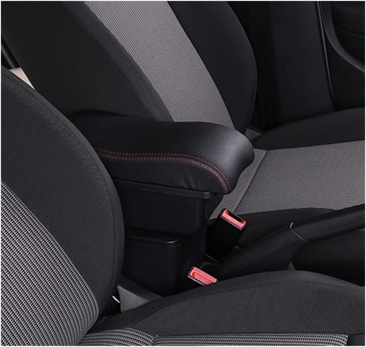 Auto Armlehnen Polster - Universelle Mittelkonsole Mit Getränkehalter, Kunstleder Schwarz