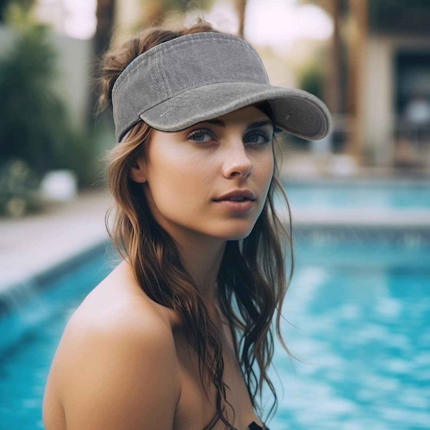 Washed Distressed Sun Visors for Women Men, Plain Sports Visor Hat Outdoor Beach Empty Top Cap