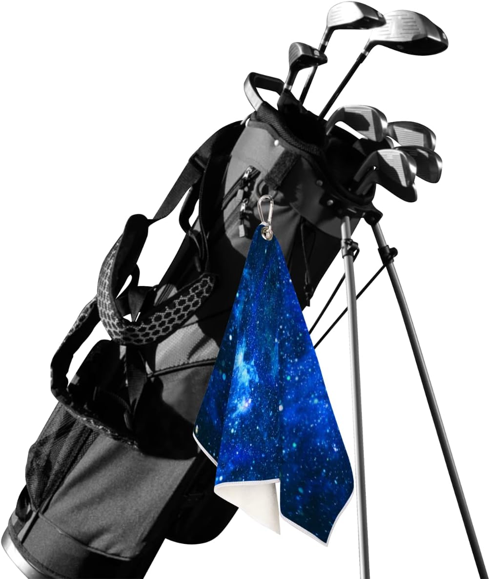Deep Space Golf Towel Microfiber Club Cleaner with Carabiner Clip Water Absorption Quick Dry Golf Towels for Women Men Golf Accessories 15 X 24 Inch