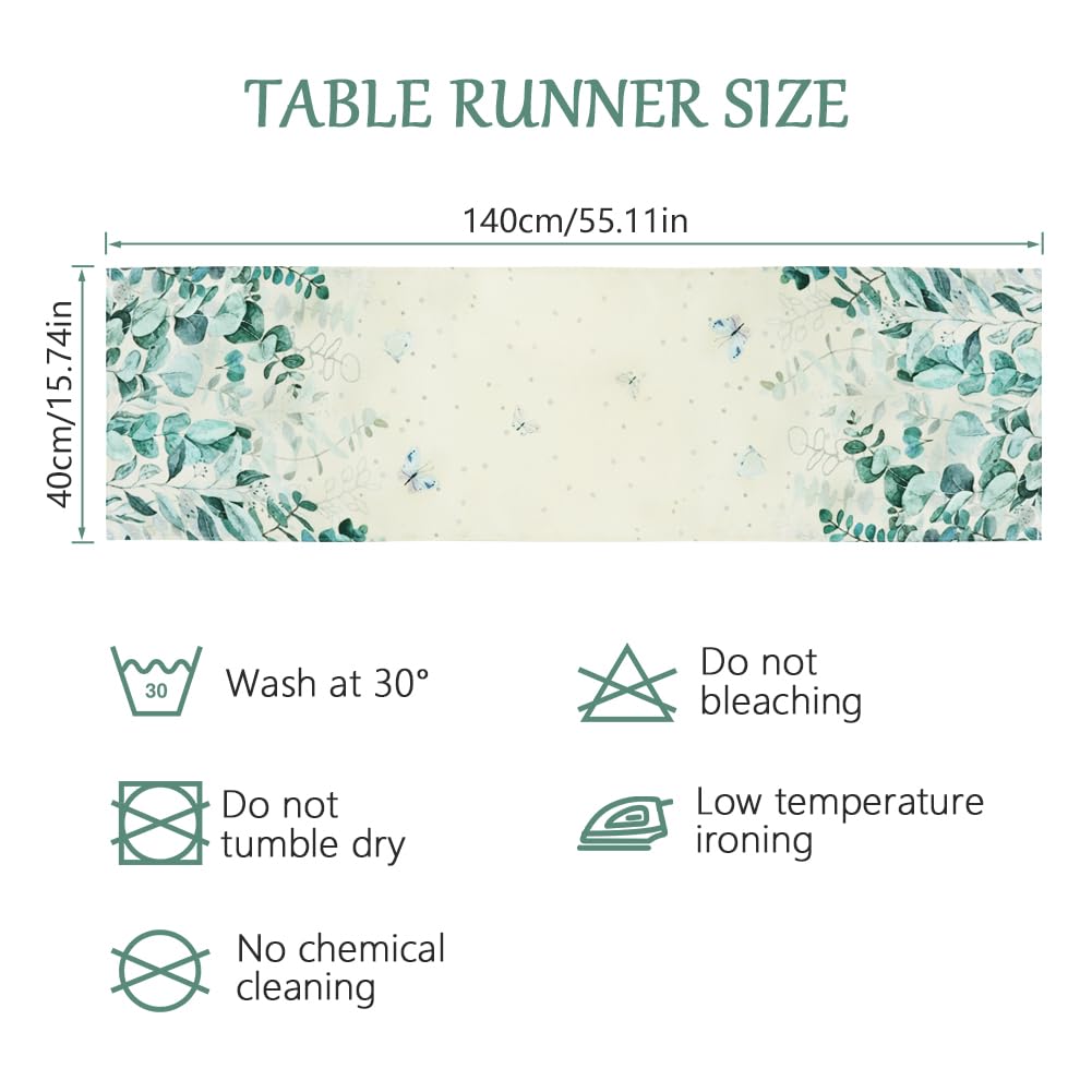 AUAUY Butterfly Eucalyptus Leaves Table Runner - Image 3