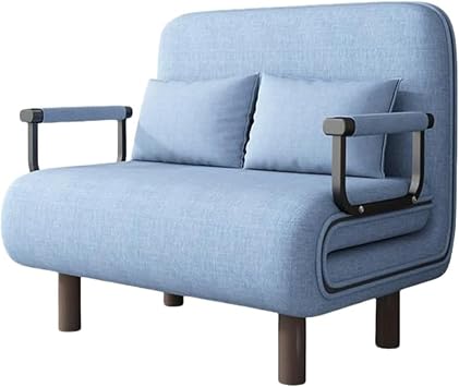 Sofa Bed, Foldable, Dual-Purpose, Balcony Living Room, Compact, Low Sofa, 5-Step Recliner, Sofa Bed, Single, Space Saving, Sofa, Bed, New Life, Living Alone, Stylish, Comfortable Fabric Sofa Bed Light Blue, 25.6 x 26.8 x 33.5 inches 65 x 68 x 85 cm