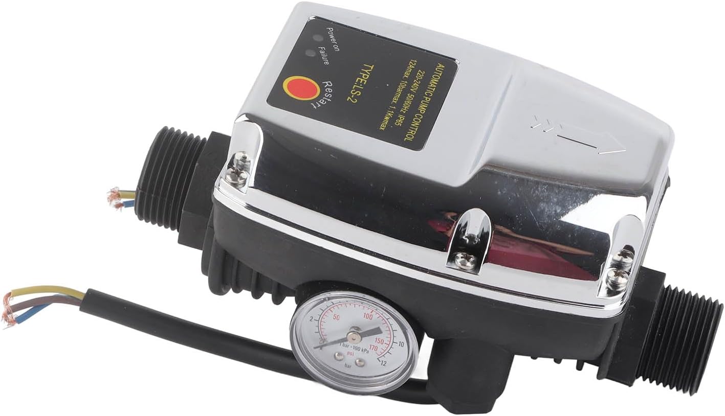 Automatic Water Pump Pressure Switch Controller - 110-230V Electronic Pressure Switch with G1 Thread and IP65 Protection - Automatic Control and Leakage Detection for Water