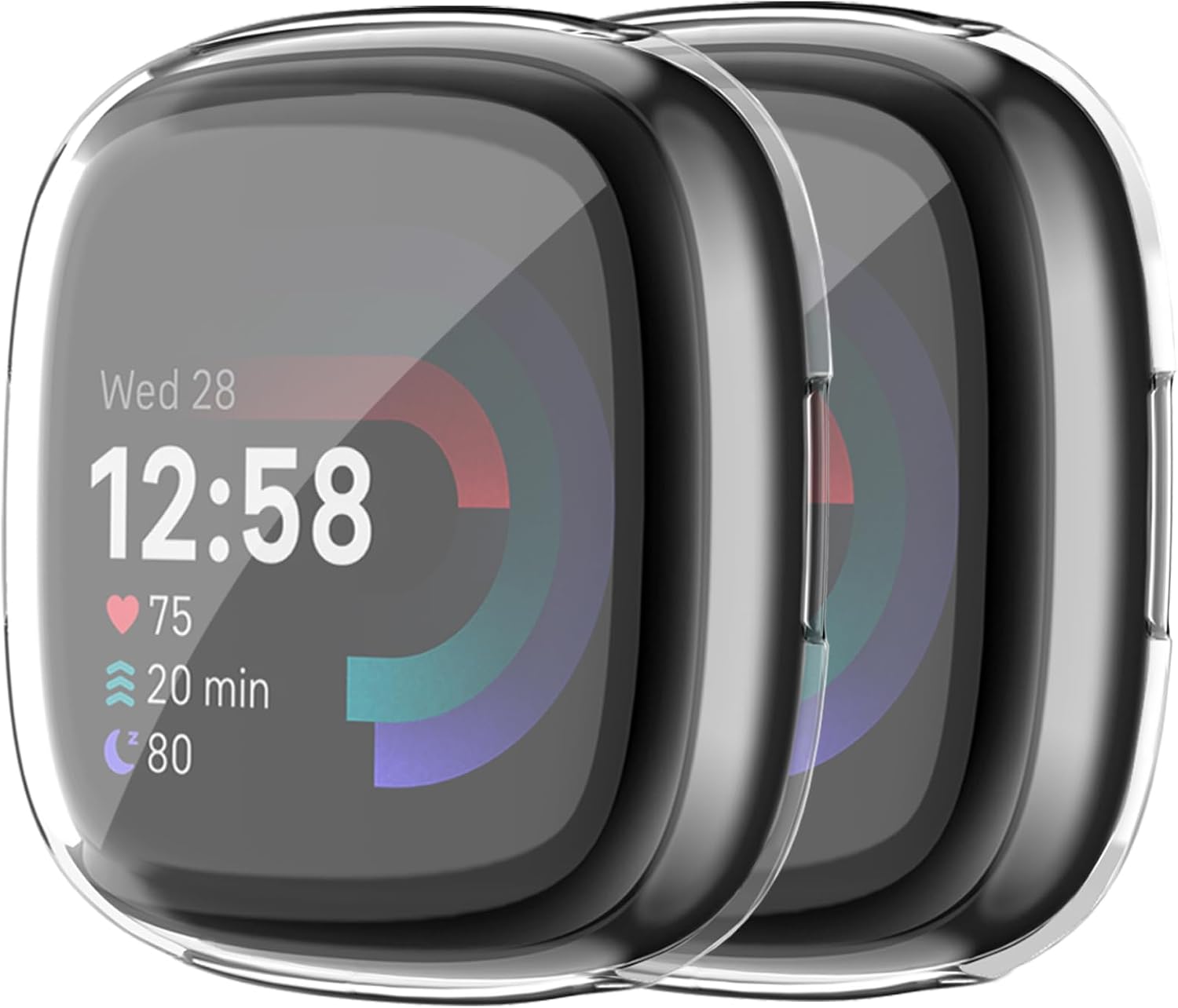Tobfit for Fitbit Sense 2 / Fitbit Versa 4 Screen Protector Case, Soft Plated TPU Full Around Sensitive Touch Protective Cover for Fitbit Sense 2 / Fitbit Versa 4 Accessories, Black+Black