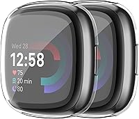 Vista 9 de Tobfit Funda protectora de pantalla para Fitbit Sense 2 / Fitbit Versa 4, TPU chapado en suave alrededor de la cubierta protectora sensible al tacto