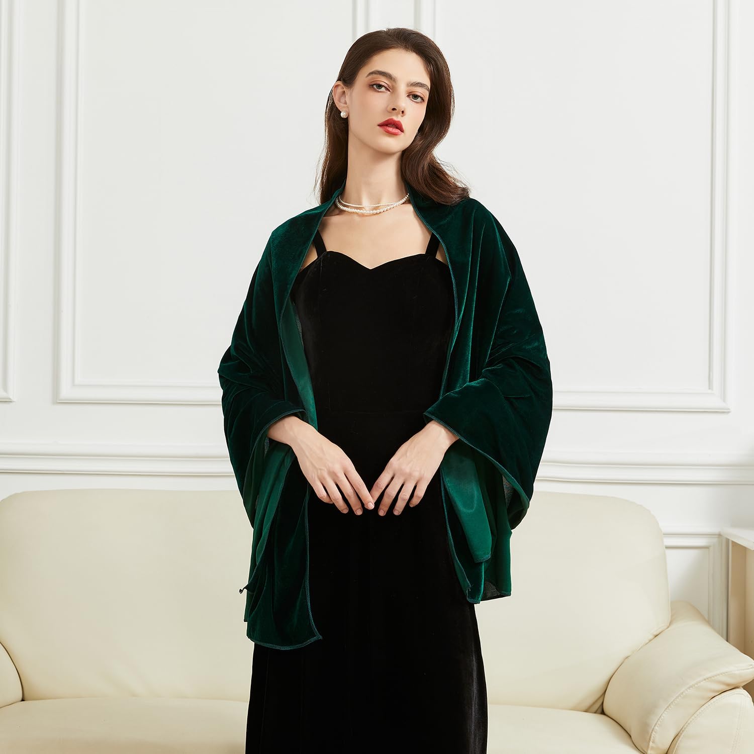 Huralona Women's Velvet Shawl and Wrap Single-sided for Evening Dresses Wedding Bridal Scarf Party Prom Dress Accessories