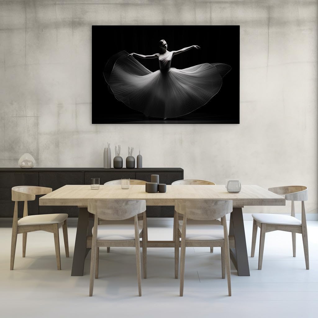 Canvas for Living room. Dancing Shadows: A Study in Motion and Elegance Captured in Monochrome, 27 x 18 inch Canvas Wall Art - Contemporary Masterpieces - Modern Home Decor - 69x46 cm (27x18 inch)