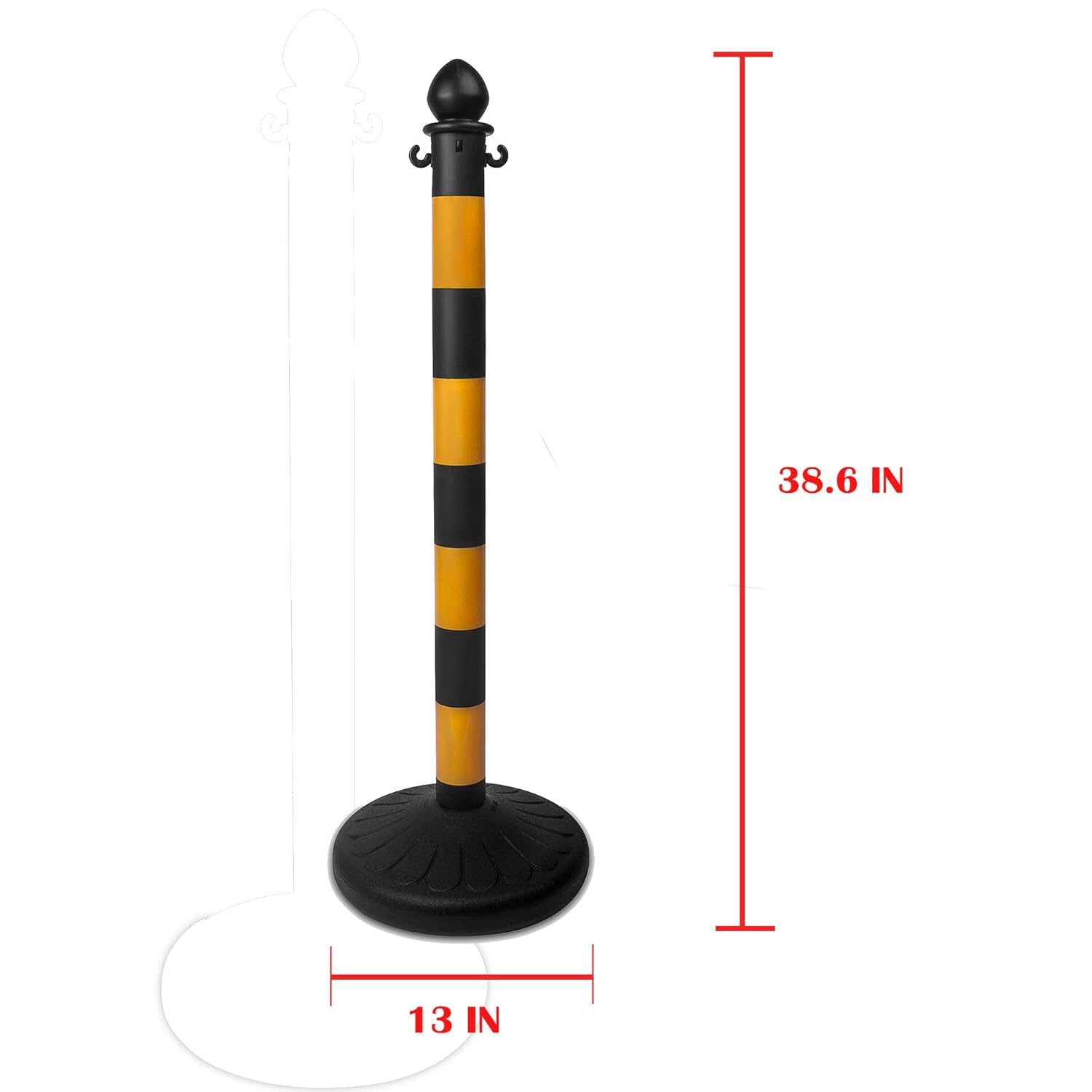 SHAREWIN Crowd Control Plastic Stanchion Posts Set Barrier with 3PCS 40" Link Chain and C-Hooks, Pack of 4 (Yellow || Black)…: Industrial & Scientific