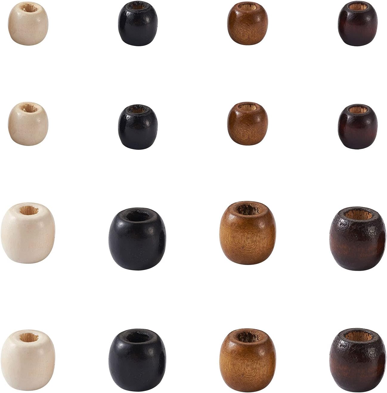 Cheriswelry 240pcs Large Hole Natural Barrel Wood Beads 4 Colors for Macrame Jewellery Crafts Making, 4 Colors, Barrel, 2 Sizes - Image 3