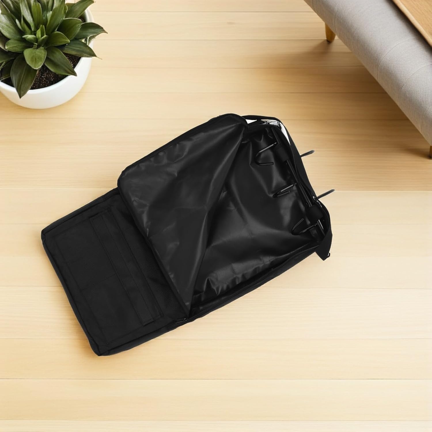 Horse Tack Storage Bag with Hooks, Waterproof Hanging Bridle Organizer, Multi-Compartment Equestrian Gear Pouch for Stable and Barn Use, Black