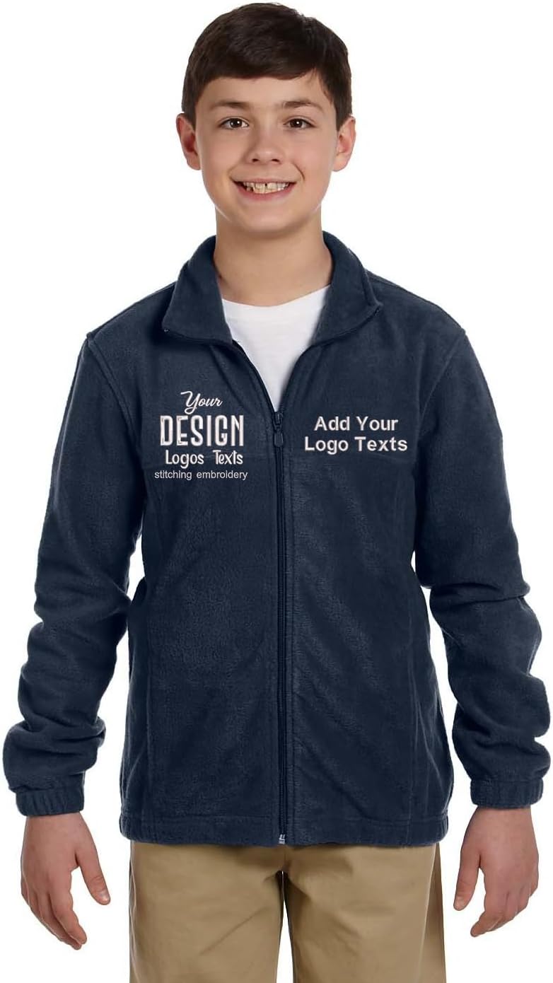 INK STITCH Unisex Kids Youth M990Y Custom Embroidery Personalized Warm Fleece Zip Up