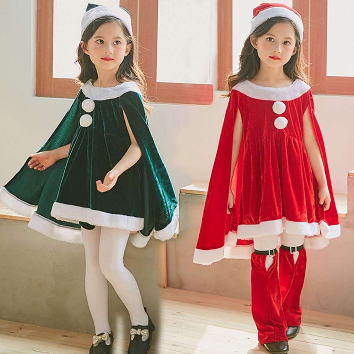 Amazon.co.jp: サンタ コスプレ 子供 女の子 かわいい ポンチョ マント