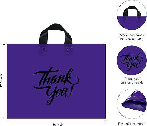 Miniatura 2 de Infinite Pack Bolsa grande de mercancía de 20 x 15 pulgadas (60 unidades) con asa de lazo, bolsas de boutique brillantes con refuerzo inferior de 3