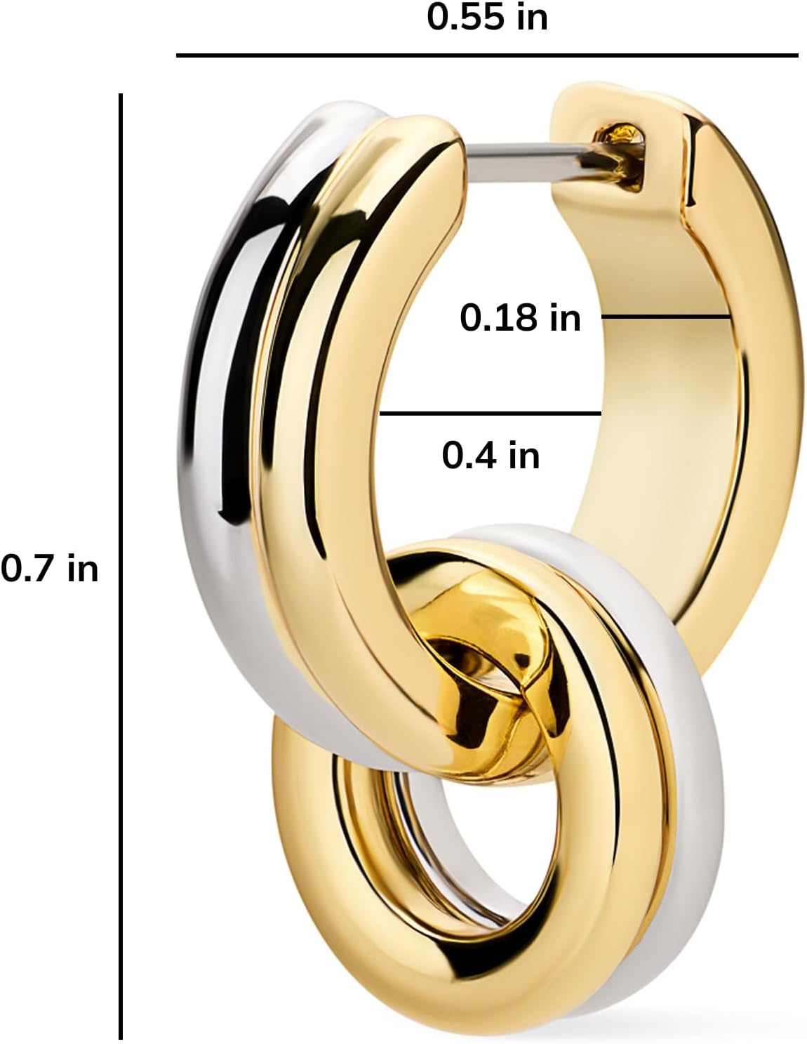 Ana Luisa Asher Small Huggie Hoop Earrings for Women - 14K Gold Plated, Silver Rhodium Plated and Two Tone Styles - Hypoallergenic, Tarnish-Free - Ana Luisa Jewelry - Stylish Gold Hoop Earrings - Image 6