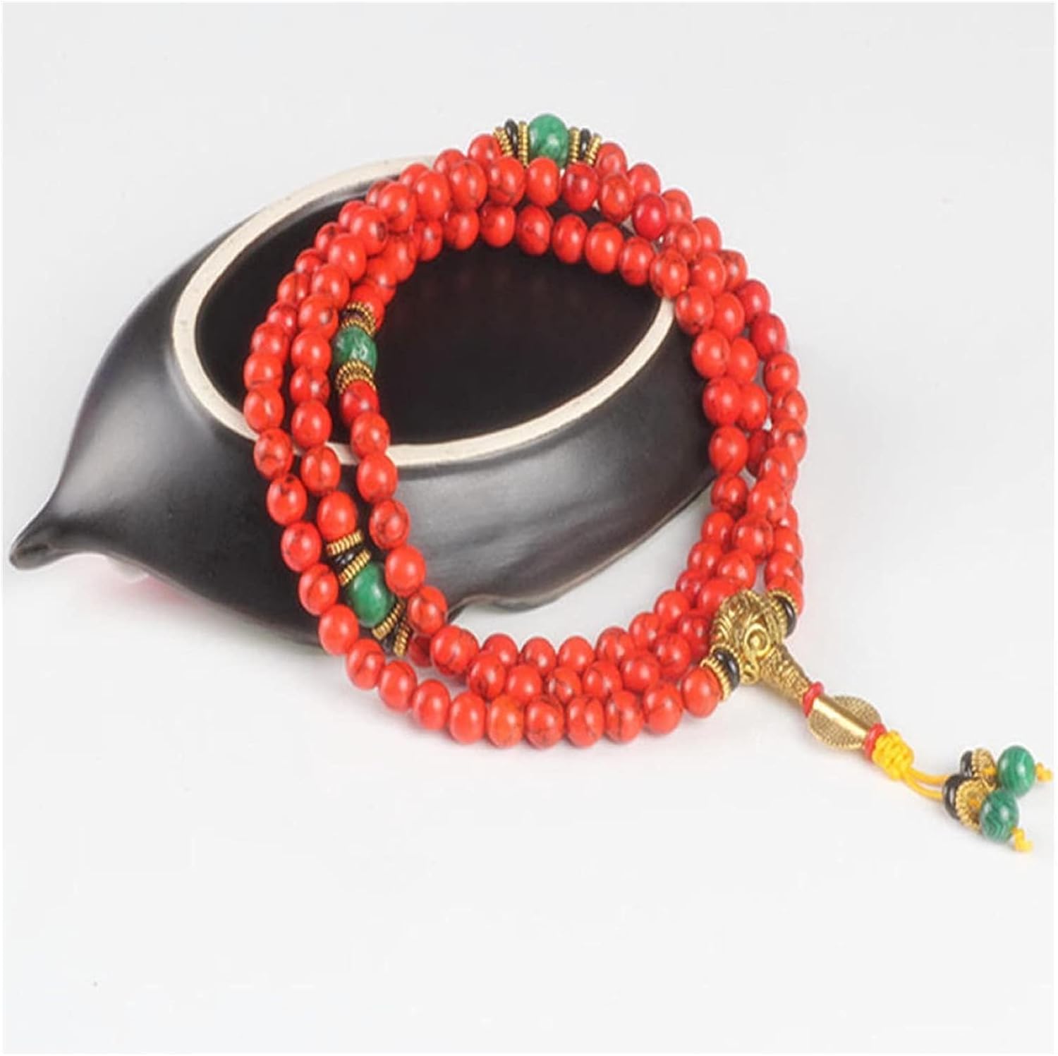 Bracelets for Womens Red Coral Bracelet Natural Stone Beads mala Necklace Buddhist Prayer Rosary Strand Bracelets Buddha