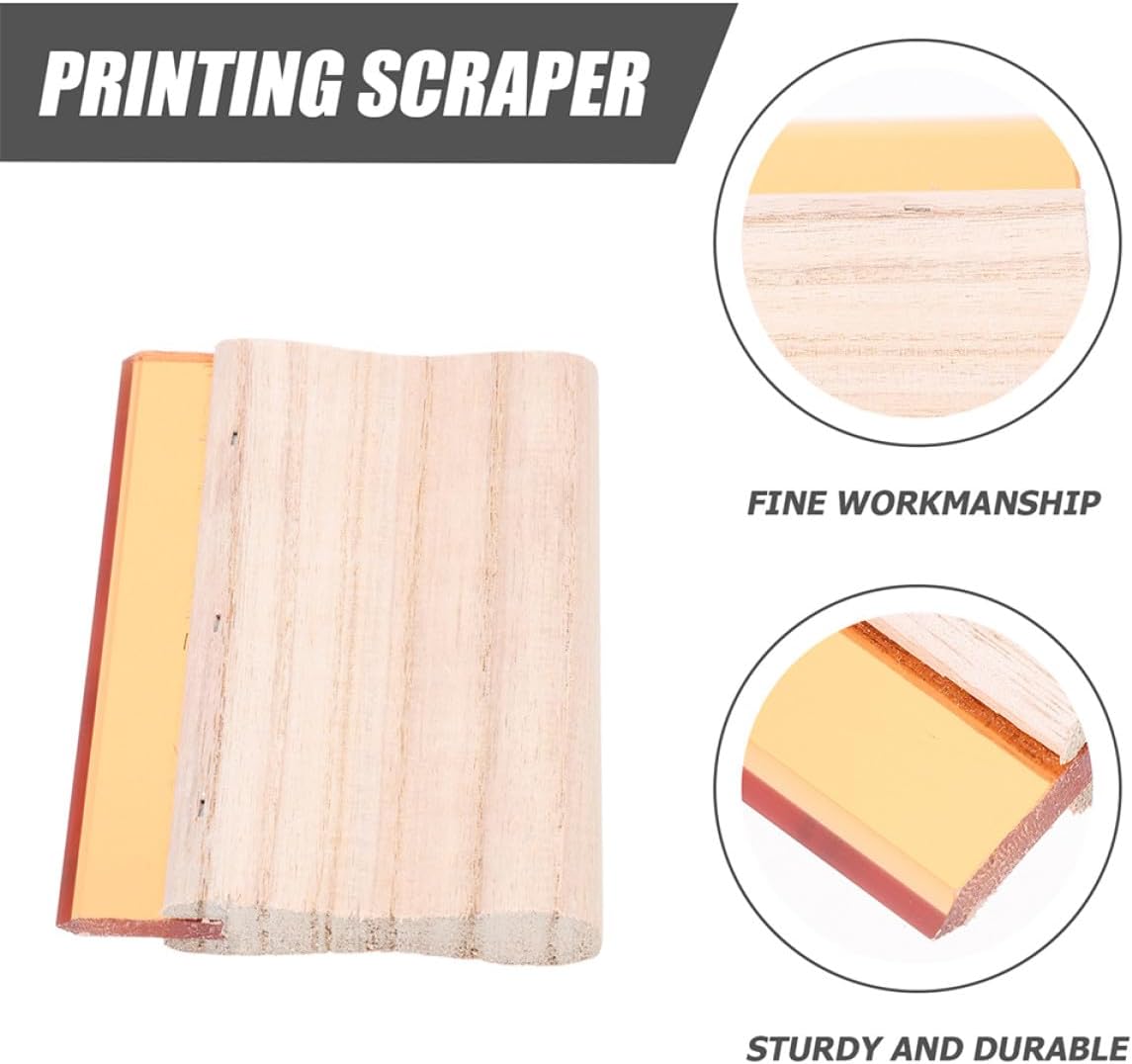 GARIOUANS 2pcs Screen Printing Squeegee Wooden Handle Ink Scraper Blades 15cm Multi-Purpose Solvent Resistant Printing Tool for Silk Screen Craft