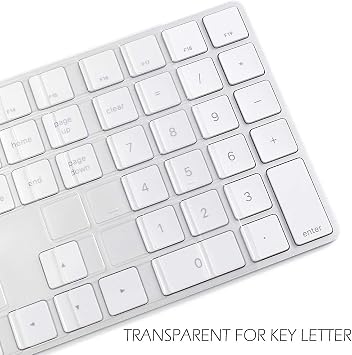 ProElife Ultra Thin Keyboard Cover Skin for Apple Magic Keyboard with Numeric Keypad A1843 US Layout (الطراز: MQ052LL / A Wireless Bluetooth Keyboard) TPU Protector ، 0.13 مم (شفاف شفاف)
