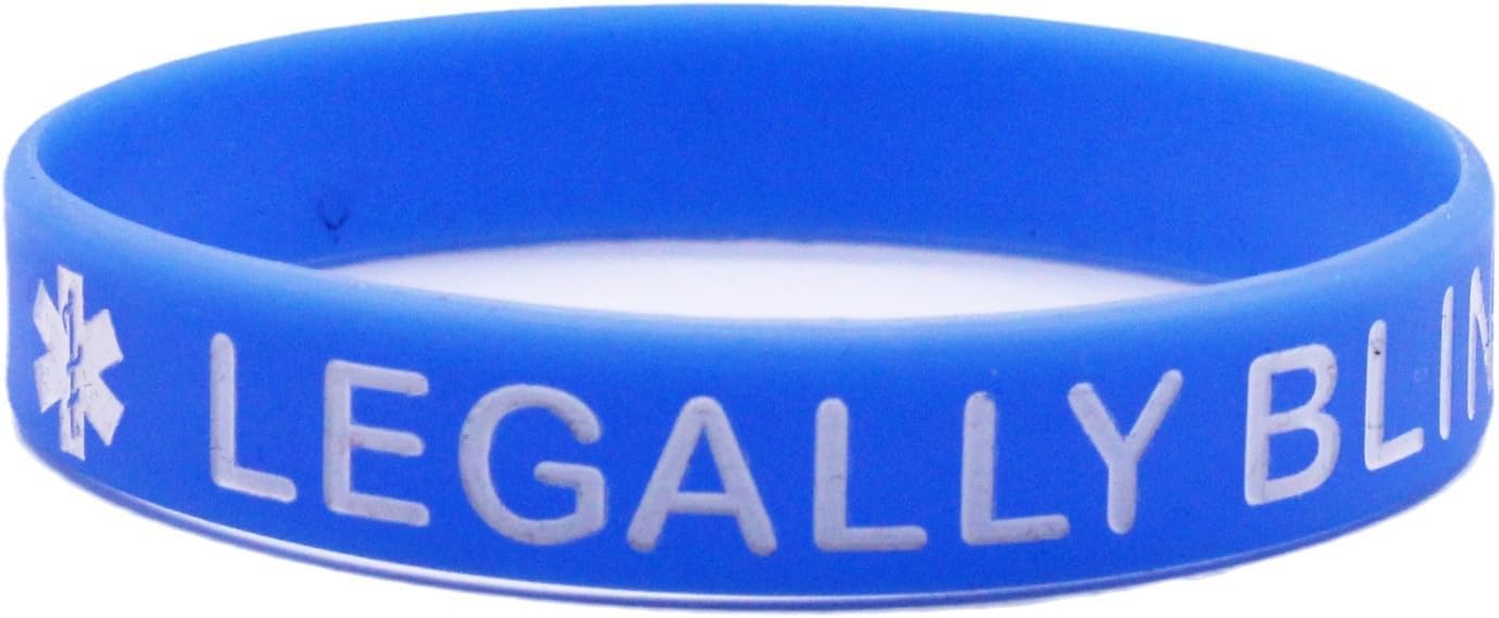 4Pcs Medical Alert LEGALLY BLIND silicone wristband, LEGALLY BLIND interactive outdoor elastic wristband