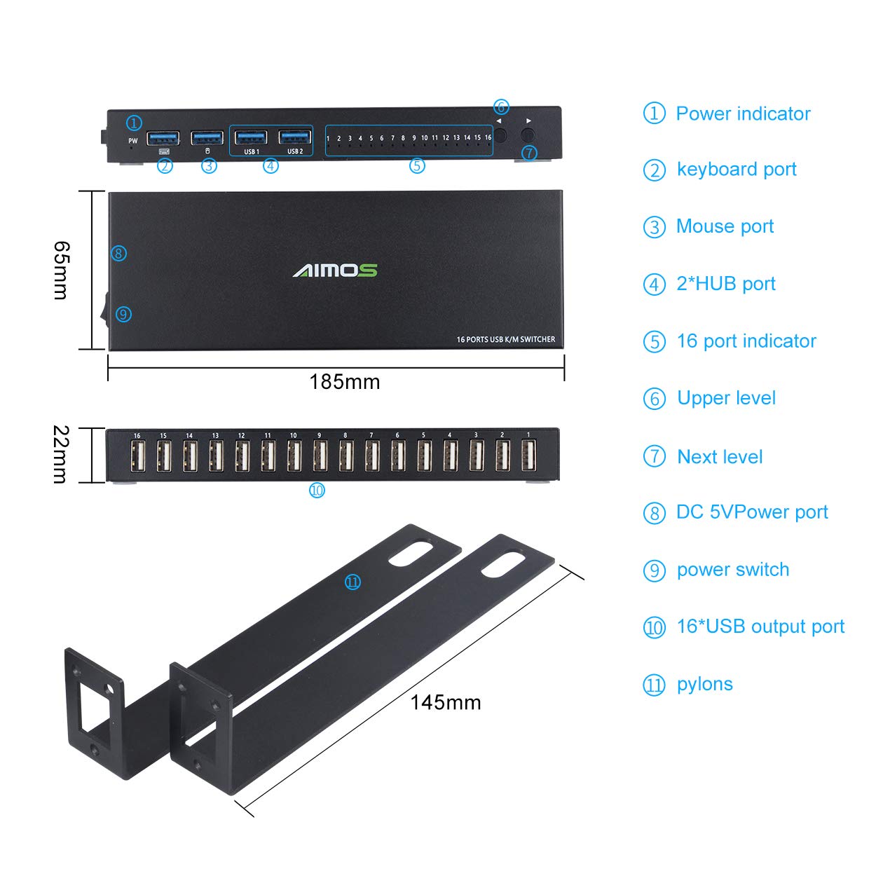 Blасk Frіdау - 80% оƒƒ AIMOS USB Switch Selector, KM Switcher Box for 16 Computers Sharing 4 USB Peripheral Devices, with One-Button Swapping, Share Mouse, Keyboard, Printer, U Disk, Scanner Etc
