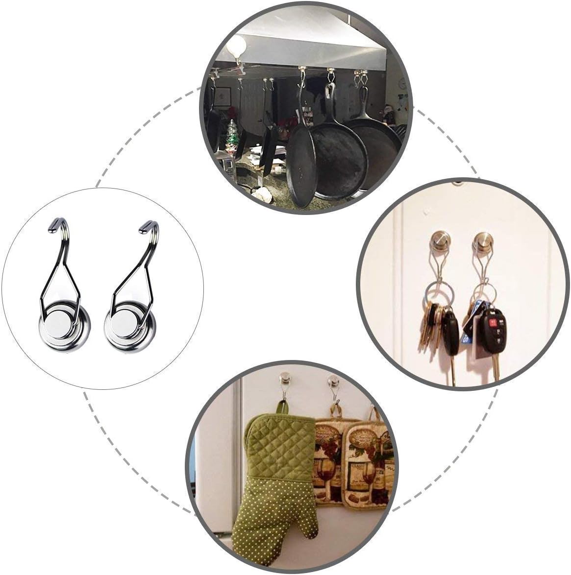 Tec.Mood - 100lb Super Strong Magnetic Hooks - Heavy Duty Rust Resistant Magnet Swivel Hook Hanger 2pcs - Ideal for Indoor/Outdoor Hanging in Home, Kitchen, Workshop, Garage and Offices