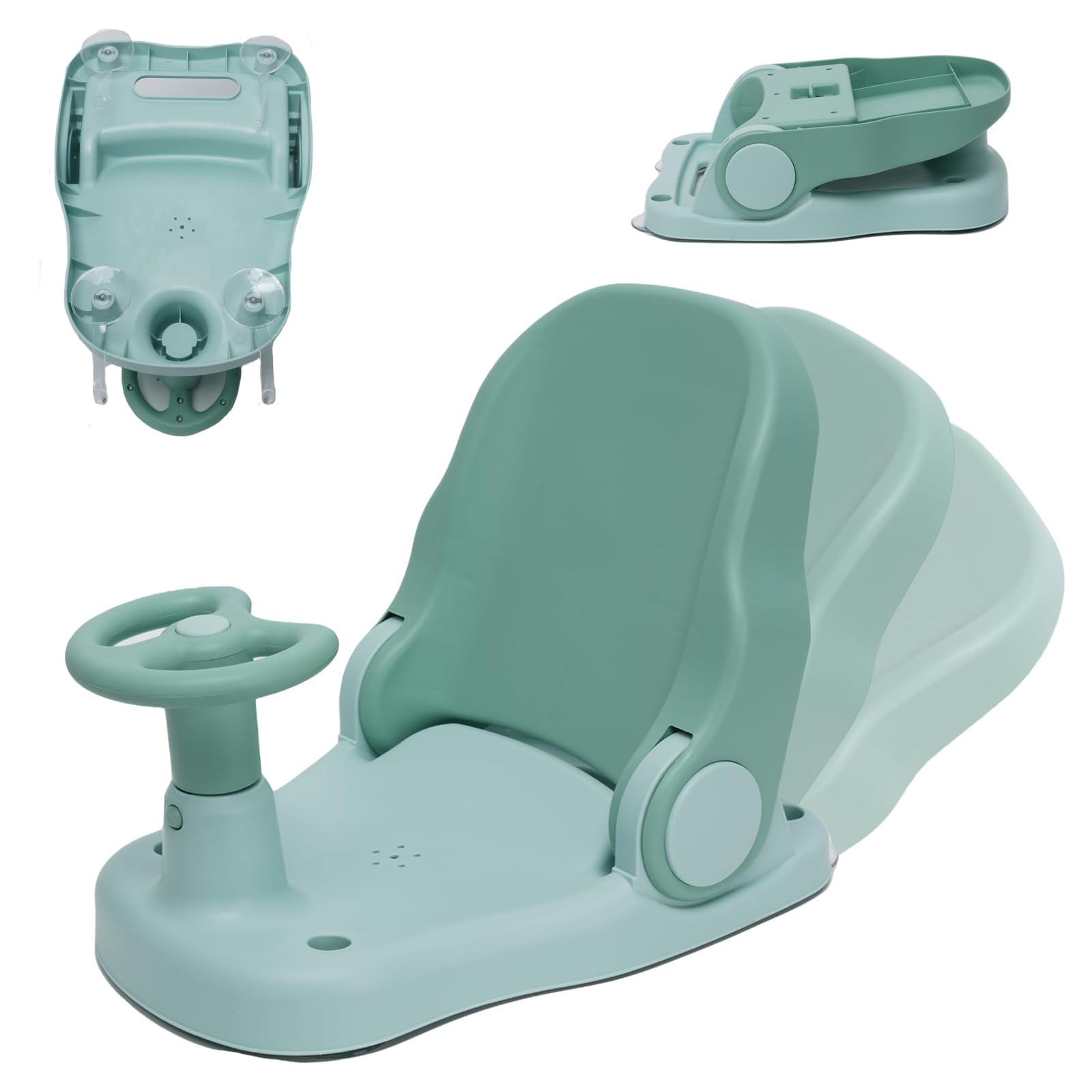 Siege de Bain pour Bebe de 6 à 24 Mois, Chaise de Bain avec Dossier Réglable et 4 Ventouses, Siege de Bain Pliable Antidérapant, Siege Baignoire Bebe, Ergonomique Siège de Douche pour Bébé