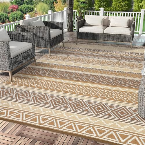 Garvee Outdoor Rug 10 x 20 ft Brown/Tan