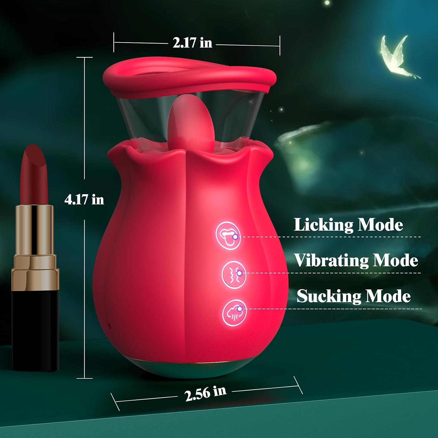 Sucking Vibrator Rose Sex Toy - 3 in 1 Adult Sex Toys Removable Cup for Clit Clitoral Nipple Stimulation, 360° Rotation G spot Vibrator with 9 Tongue Licking & Vibration & 3 Suctions, Women Sex Toys