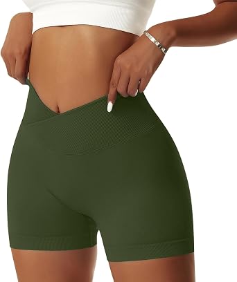 Vertvie Womens Workout Gym Shorts Booty V Cross Spandex Yoga Biker Shorts Scrunch Butt High Waisted Athletic Leggings