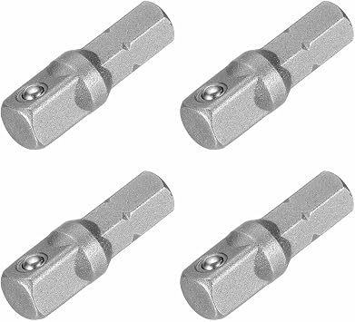 HARFINGTON 4pcs Impact Socket Adapter 1/4" Square Drive 1/4" Hex Shank 1" Long Extension Bit for Axle Nut Driver Drill Socket Sets