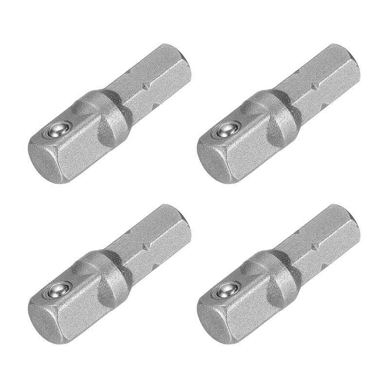 HARFINGTON Kit de adaptadores para soquete de impacto com encaixe quadrado de 6,35 mm (1/4 pol.), haste sextavada de 6,35 mm e extensão de 25 mm, 4 peças