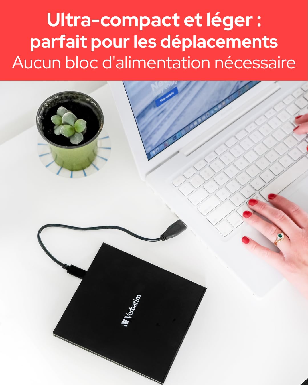 VERBATIM Graveur Blu-ray externe Slimline noir USB 3.1 Gen 1 avec connexion USB-C I Lecteur Blu-ray I Graveur Blu-ray externe compact pour de grandes backups I Lecteur Blu-ray externe