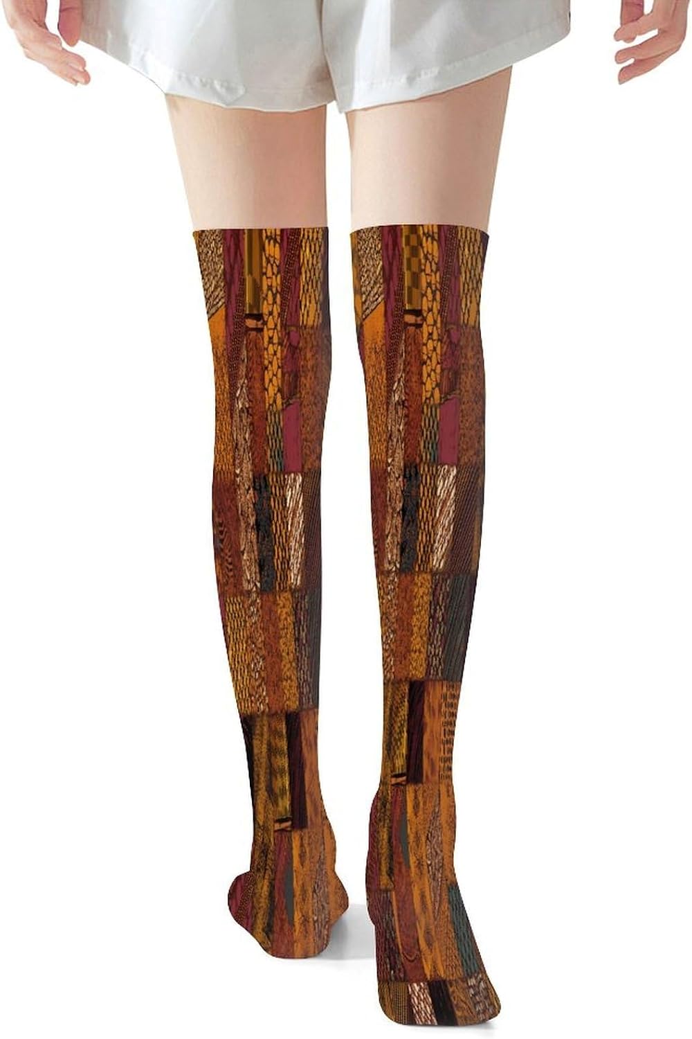 African Style Patchwork Women High Waist Fishnet Stockings Stretch Mesh Pantyhose Sexy Trendy Legwear for Daily Wear