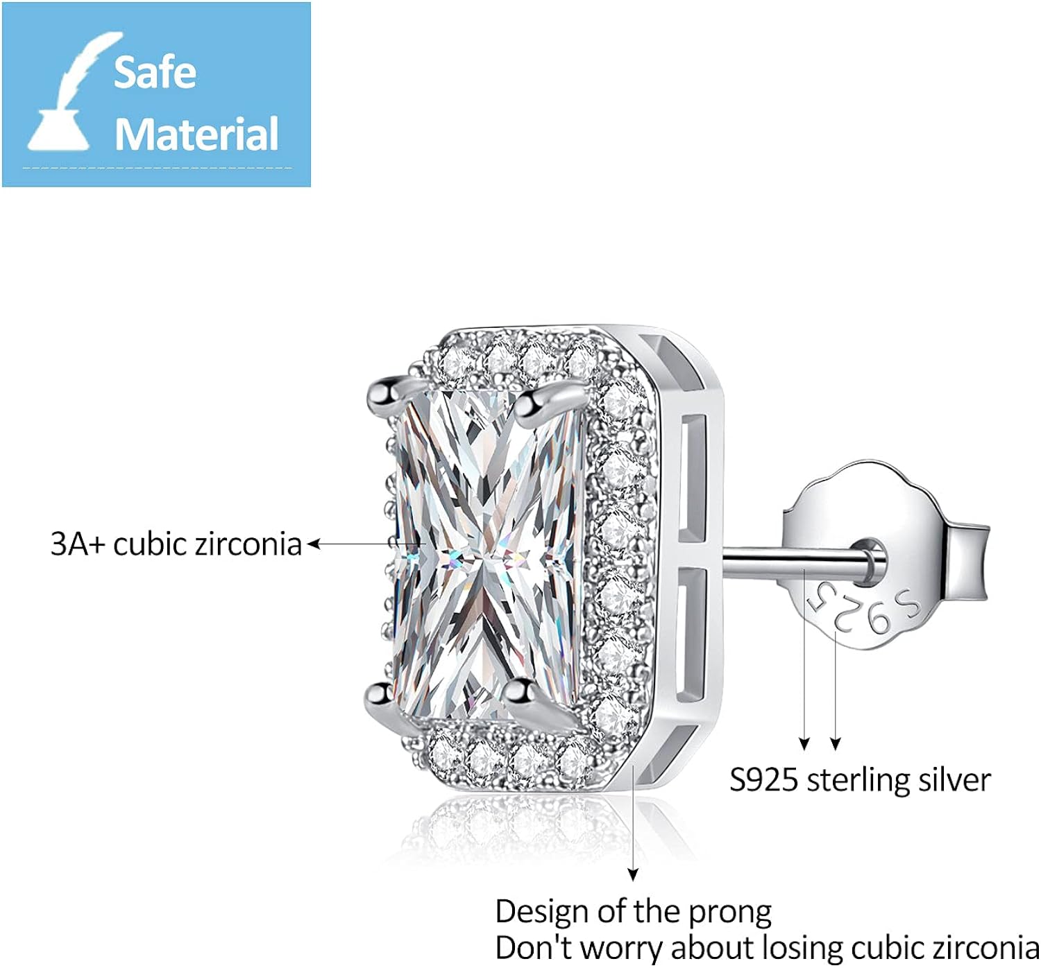 CERSLIMO Silver Stud Earrings for Women Girls Round Faux Diamond Halo Earrings - Image 4