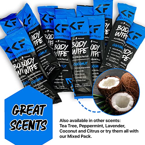 Klean Freak Body 12-Count Wipes - Original Disposable Wipes, Individually Wrapped For The Gym, Workout, Hiking, Travel, And Sport (Coconut) #TOP1