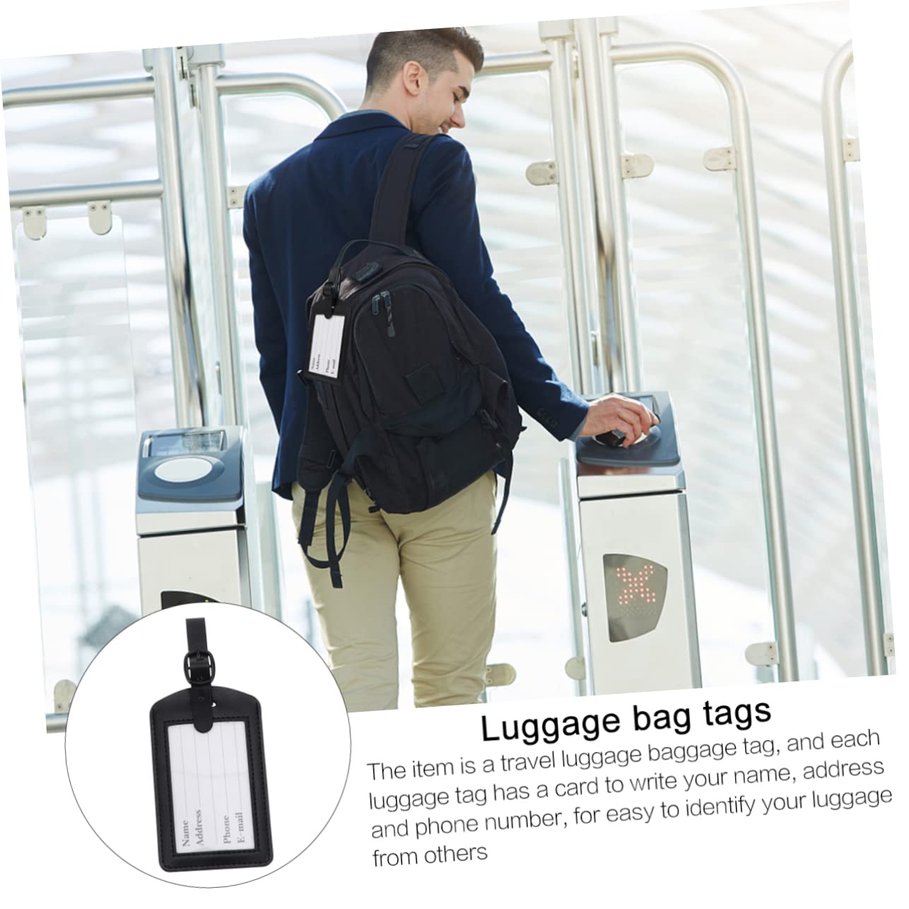 10stücke Teiliges Gepäckanhänger Mit Verstellbarem Verschluss Schwarz Identifikation Von Reisetaschen Am Flughafen Leicht Und Tragbar Pu Id Etiketten Für Sicheres
