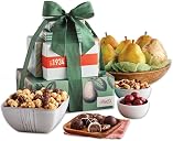 Harry & David Tower Of Treats Food Gift Basket, Fruit & Nut Gift Basket With Pear, Nut, Popcorn, Cheese, Truffles, Chocolate Covered Cherries, All Occasions, Family, Friends, Coworkers