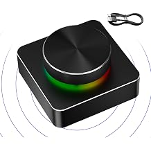 Computer Volume Controller Knob | Wireless Audio Volume Controller for PC, RGB Backlight Button Programmable for Gaming Home Theater
