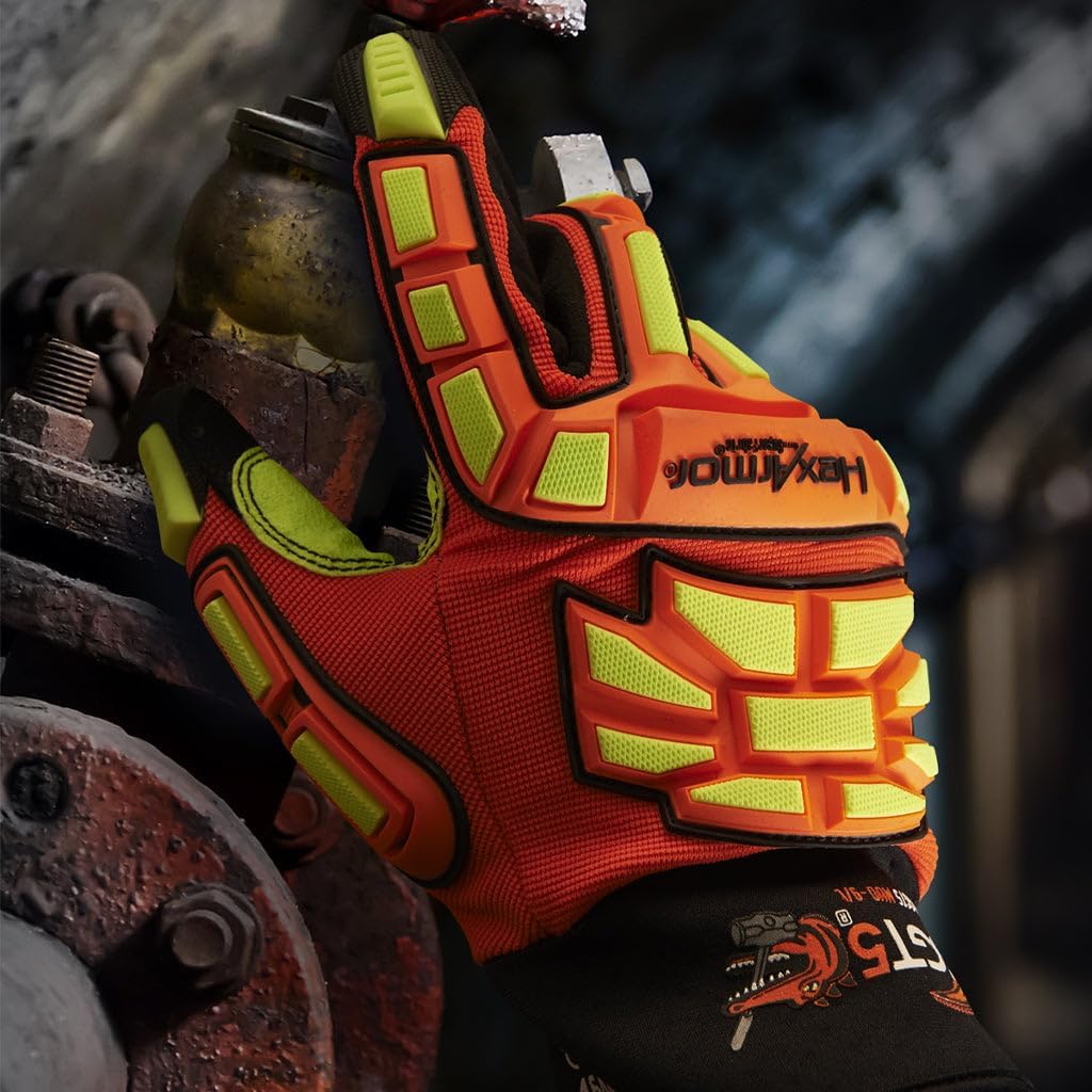 HexArmor GGT5 Series 4021X High Vis Work Gloves with Cut Resistance and Impact Protection