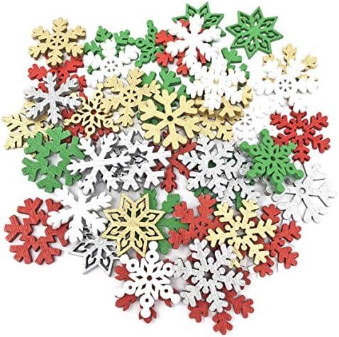 Special Touches 50 Mix Christmas Mix Wooden Christmas Snowflakes for Cardmaking Embellishments